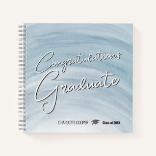 Elegantes blaues Gästebuch zur Abschlussfeier Notizbuch