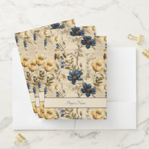 Elegantes blaues gelbes Blumenmuster