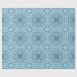 Elegantes blaues geometrisches Linienkunst-Nahtlos Geschenkpapier