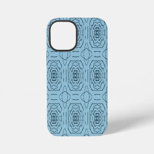 Elegantes blaues geometrisches Linienkunst-Nahtlos iPhone 12 Mini Hülle