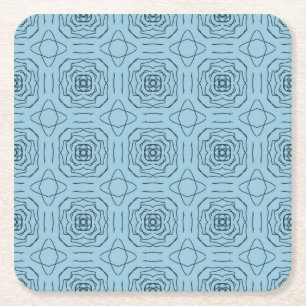 Elegantes blaues geometrisches Linienkunst-Nahtlos Rechteckiger Pappuntersetzer