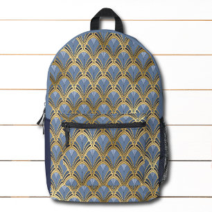 Elegantes blaues Gold Piazza della Riforma Bedruckter Rucksack