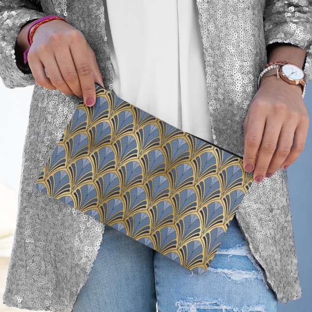 Elegantes blaues Gold Piazza della Riforma Zubehörtasche (Von Creator hochgeladen)