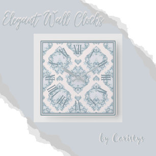 Elegantes blaues Grau mit Verzierter Backwall-Uhr Quadratische Wanduhr