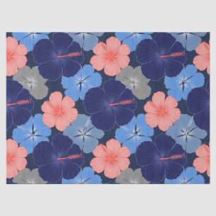 Elegantes blaues Hibiskus-Blumenmuster (11) Seidenpapier