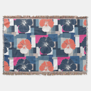 Elegantes blaues Hibiskus-Blumenmuster (1) Decke