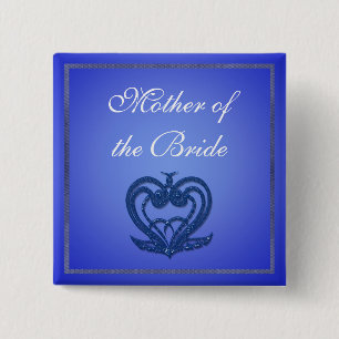 Elegantes blaues Hochzeits-Button. Button
