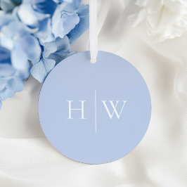 Elegantes blaues Hochzeitsmonogramm Geschenkanhänger