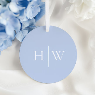 Elegantes blaues Hochzeitsmonogramm Geschenkanhänger