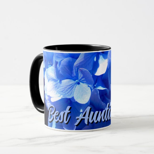Elegantes blaues Hydrangeas Tasse (Vorderseite Links)