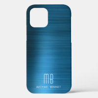 Elegantes blaues Imitat gebürstetes Metal Monogram