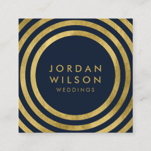 Elegantes blaues Imitat-Goldrunde Linien Quadratische Visitenkarte