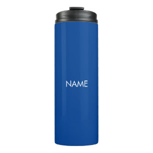 Elegantes blaues individuelle Name-Text-Monogramm Thermosbecher