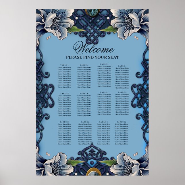 Elegantes blaues keltisches Design Poster (Vorne)