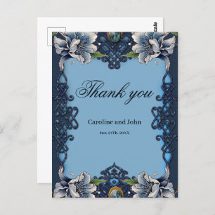 Elegantes blaues keltisches Design Postkarte