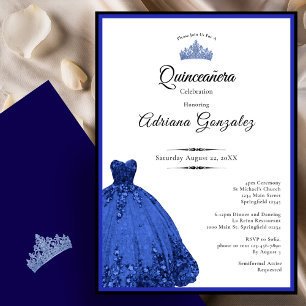 Elegantes blaues Kleid 15. Geburtstag Quinceanera Einladung