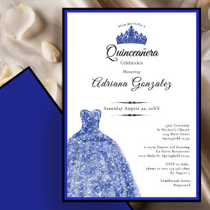 Elegantes blaues Kleid 15. Geburtstag Quinceanera Einladung