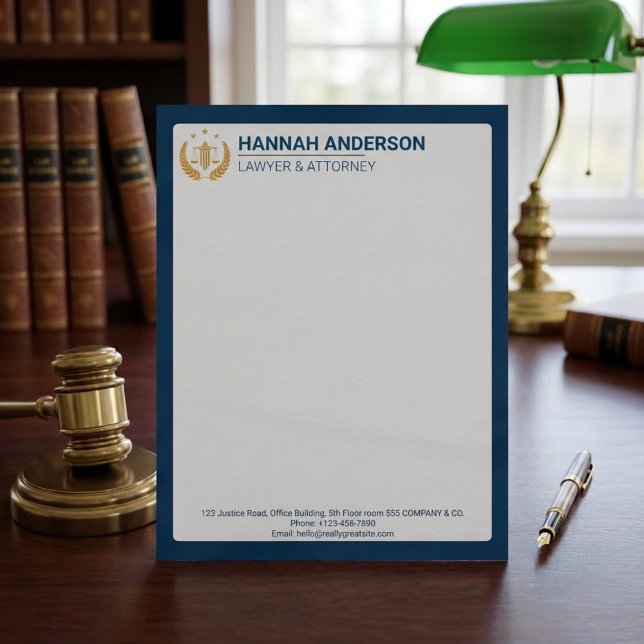 Elegantes blaues Leder-Look-Rechtsanwaltsbriefkopf Briefbogen (Elegant Blue Leather Look Law Firm Letterhead)