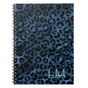 Elegantes Blaues Leopard Personalisiertes Notizbuc Notizblock