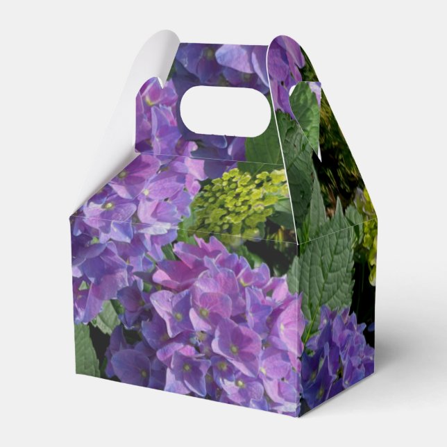 Elegantes blaues lila Magenta grünes Hydrangea Geschenkschachtel (Vorderseite)