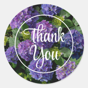 Elegantes blaues lila Magenta grünes Hydrangea Runder Aufkleber