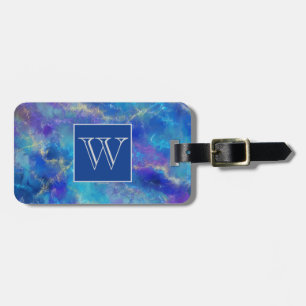 Elegantes blaues, Lila und goldenes Marmormuster Gepäckanhänger