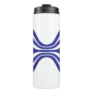 Elegantes blaues Linien-Letter-X-Monogramm Thermosbecher
