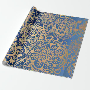 Elegantes Blaues Mandala-Muster Geschenkpapier