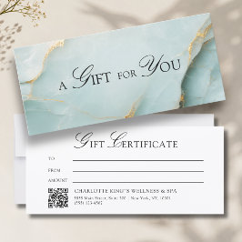 Elegantes blaues Marmor-QR-Code-Geschenkgutschein
