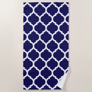 Elegantes blaues marokkanisches Vierblatt-Muster Strandtuch