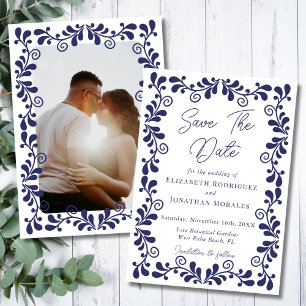 Elegantes blaues, mexikanisches Fiesta Talavera-Fo Save The Date