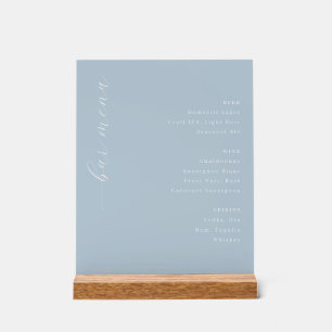 Elegantes Blaues Minimalistisches Barmenü Acrylschild