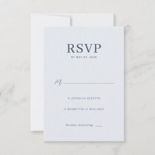 Elegantes Blaues Minimalistisches RSVP Karte
