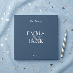 Elegantes blaues minimalistisches Und-Zeichen Hoch Gästebuch