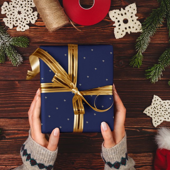 Elegantes blaues Monogram-Geschenkpapier Geschenkpapier (Elegant Blue Monogram Gift Wrap Wrapping Paper)