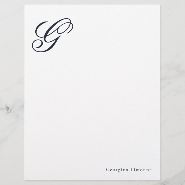 Elegantes blaues Monogramm-Briefkopf-Schreibpapier Briefbogen (Vorderseite)
