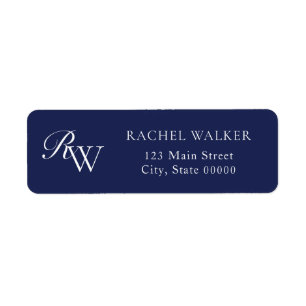Elegantes blaues Monogramm-Rücksendeadresse