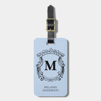 Elegantes blaues Monogrammwappen Gepäckanhänger