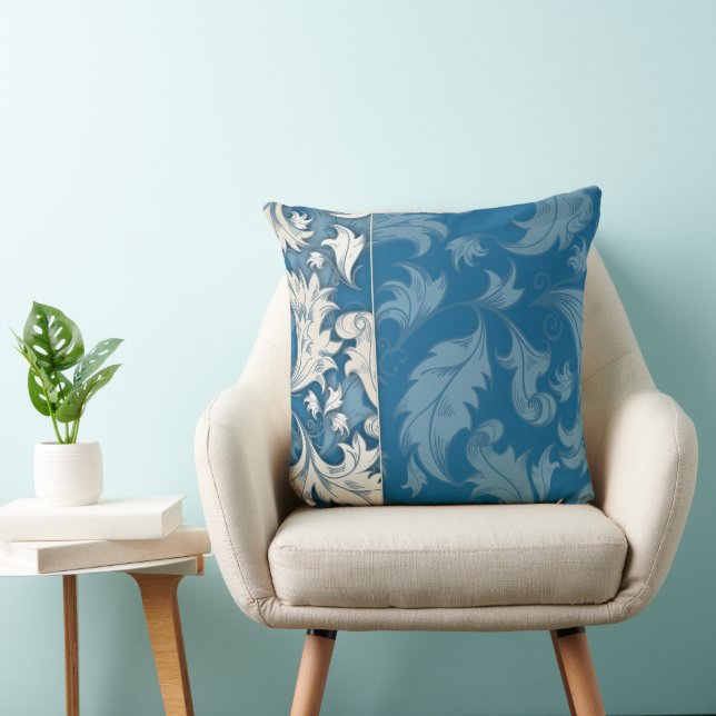 Elegantes blaues Muster Kissen (Stuhl )