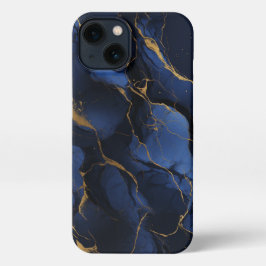 Elegantes blaues Nachtgoldkartenträger iPhone 13 Hülle