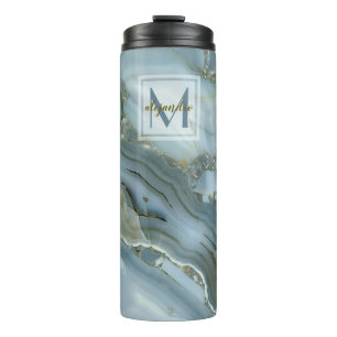 Elegantes blaues natürliches thermosbecher