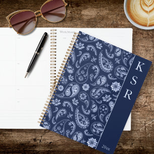 Elegantes blaues Paisleymuster Planer