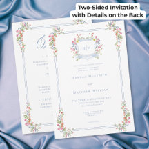 Elegantes blaues Pastell-Blumenwappen Hochzeit dop