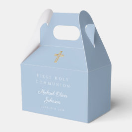 Elegantes blaues religiöses Kreuz Junge Erste Komm Geschenkschachtel