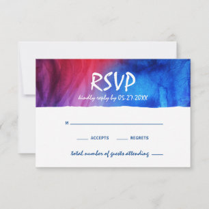 Elegantes blaues Rotes Wasserfarbenfeuer und Eisho RSVP Karte