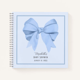 Elegantes Blaues Schleifen Jungen Baby Shower Gäst Notizbuch