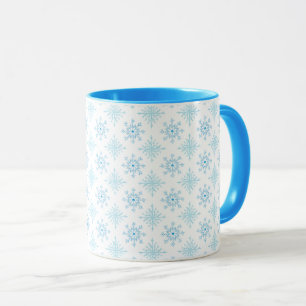 Elegantes blaues Schneeflocken-Wintermuster Tasse