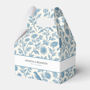 Elegantes Blaues Toile de Jouy Blumengrenze Hochze Geschenkschachtel