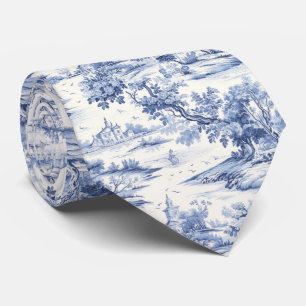 Elegantes blaues Toile Romantisches Muster Krawatte