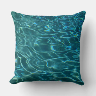 Elegantes blaues Türkiswasser-Muster Ozean See Wel Kissen